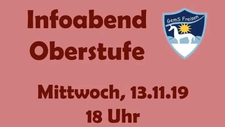 Ankündigung des Infoabends Oberstufe mit Schullogo